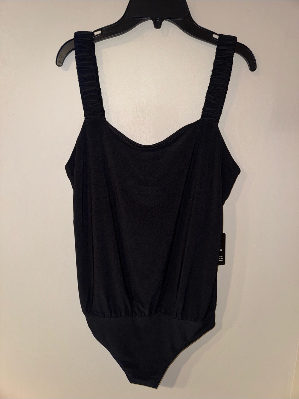 Express Black Ruched Stretch Bodysuit XS Opaque Wireless Mild Compression